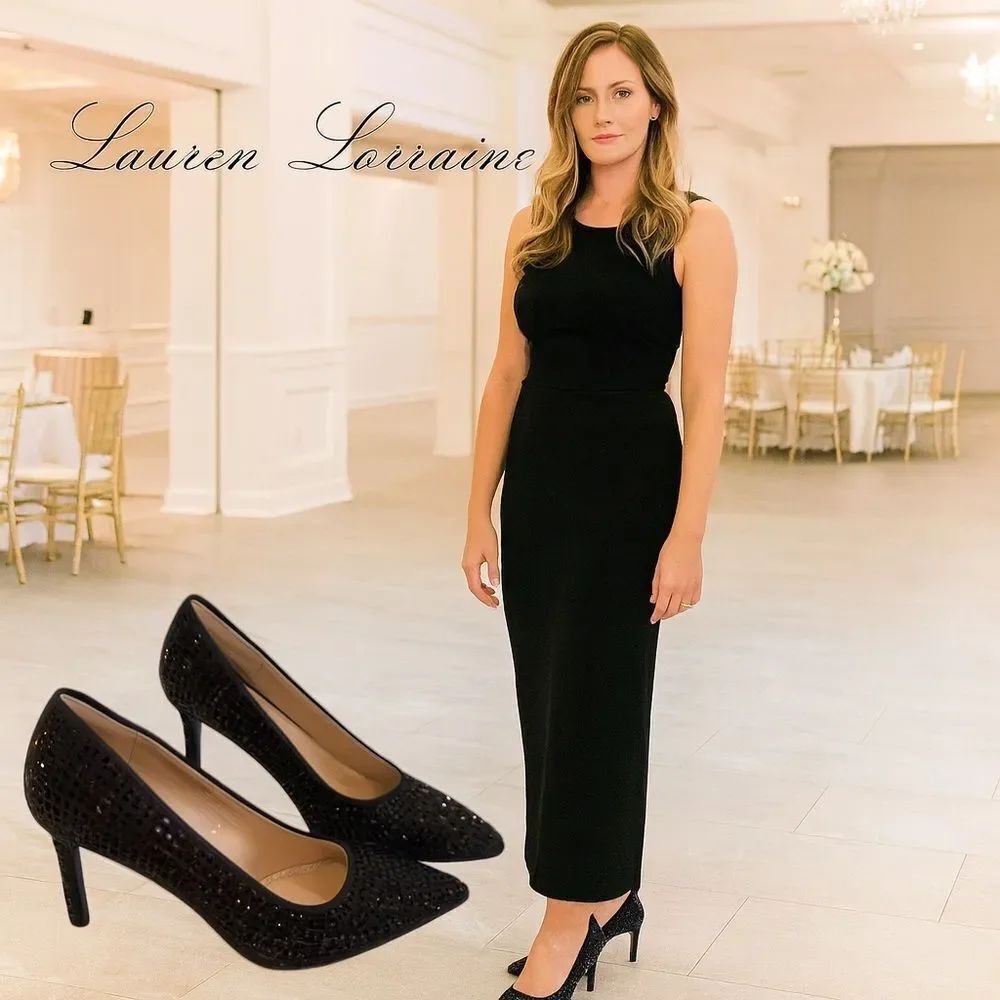 New Lauren Lorraine “Dazzle” Sparkling Rhinestone Women’s Black Pumps 7